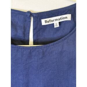 Reformation mini blue linen sleeveless shift dress US 0